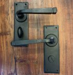 Matt Black, Cottage Style Wrought Iron Bathroom Door Handles with Turn & Release VFB100B